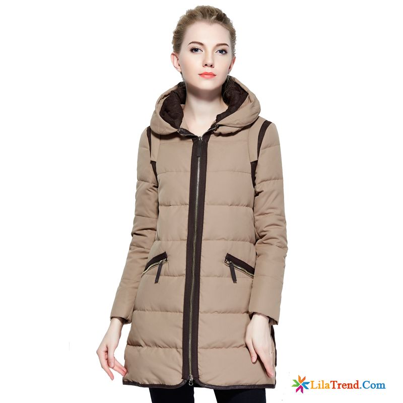 Steppjacke Beige Damen Daunenjacke Winter Herbst Reißverschluss Rein Verkaufen