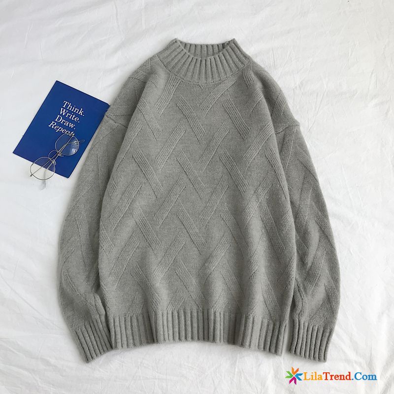 Strickjacke Grau Herren Freizeit Lose Strickwaren Rollkragen Allgleiches Verkaufen