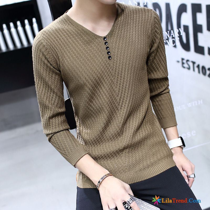 Strickpullover Herren Weihnachten Gold Feder V-kragen Pullover Lange Ärmel Herbst Kaufen