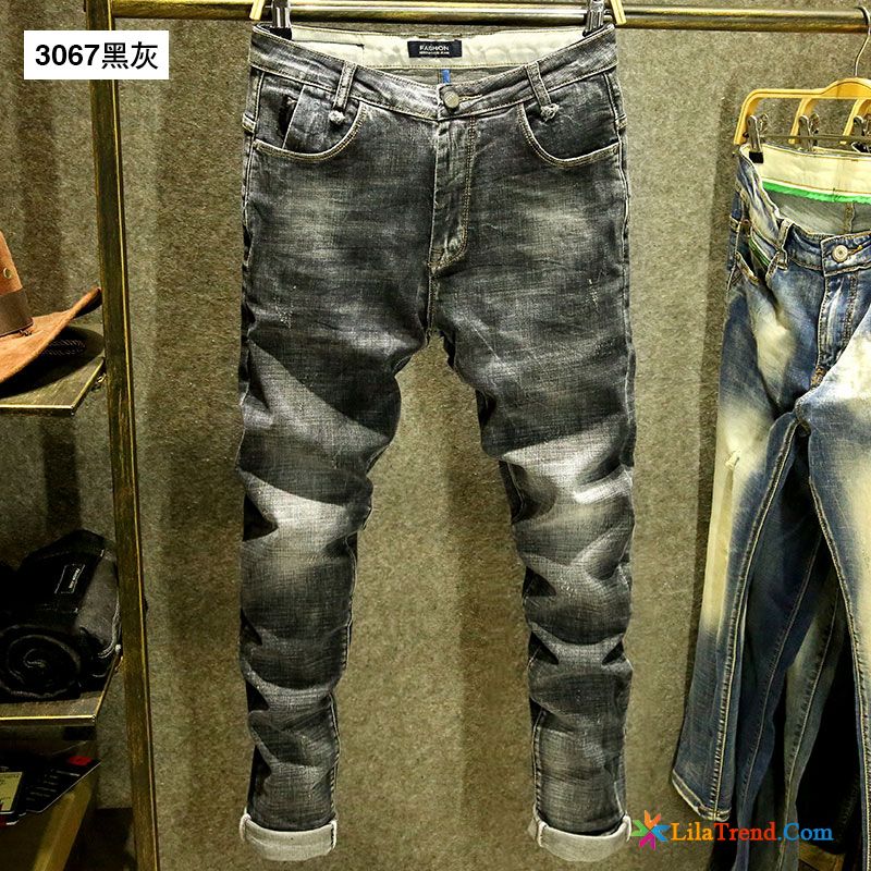 Stylische Herren Jeans Dunkel Mode Feder Löcher Herren Jugend Kaufen