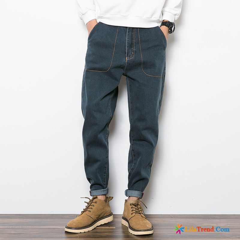 Superenge Jeans Herren Türkis Herren Plus Samt Trendmarke Herbst Jeans Kaufen