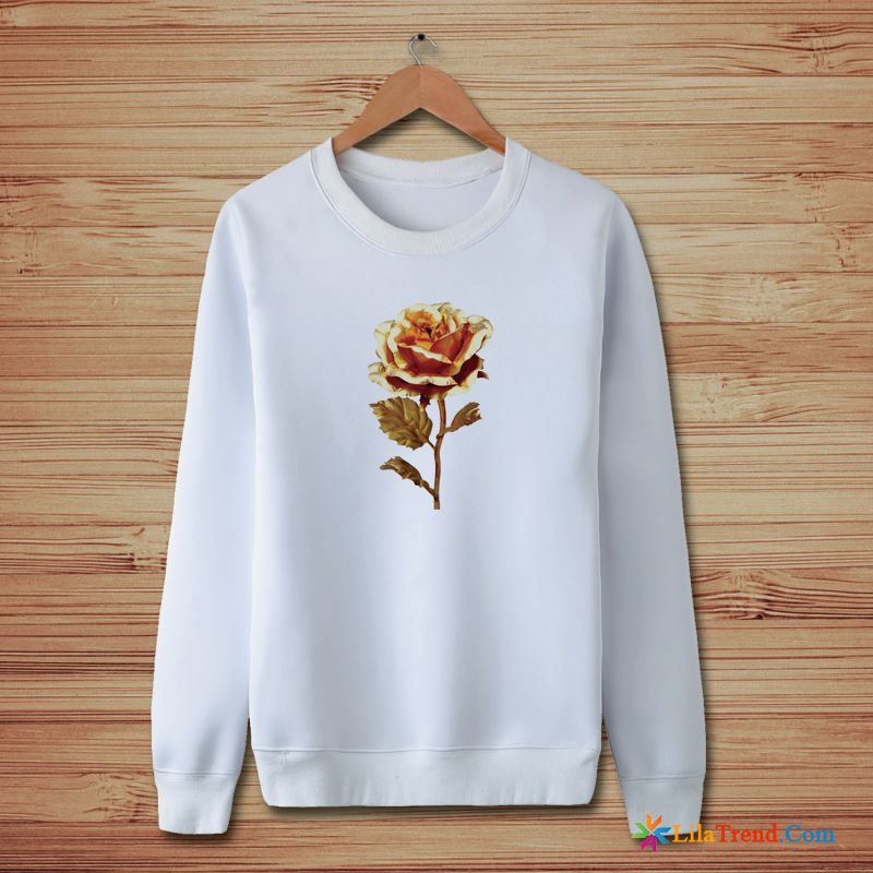 Sweatshirt Herren Grün Weiss Rose Blume Große Größe Rundausschnitt Trend Günstig