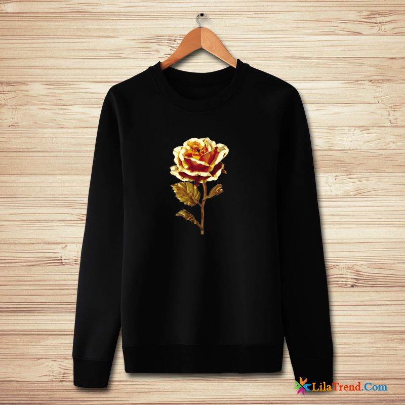 Sweatshirt Herren Grün Weiss Rose Blume Große Größe Rundausschnitt Trend Günstig