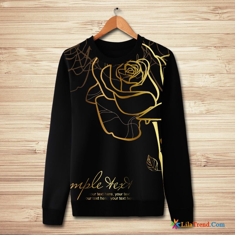 Sweatshirt Herren Grün Weiss Rose Blume Große Größe Rundausschnitt Trend Günstig