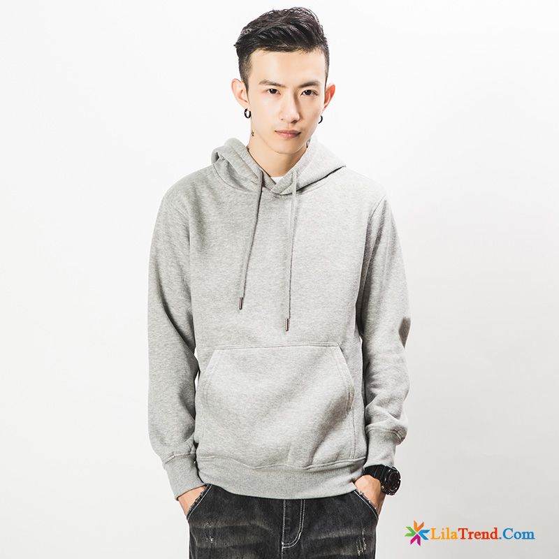 Sweatshirt Herren Schwarz Herbst Herren Mit Kapuze Rein Überzieher