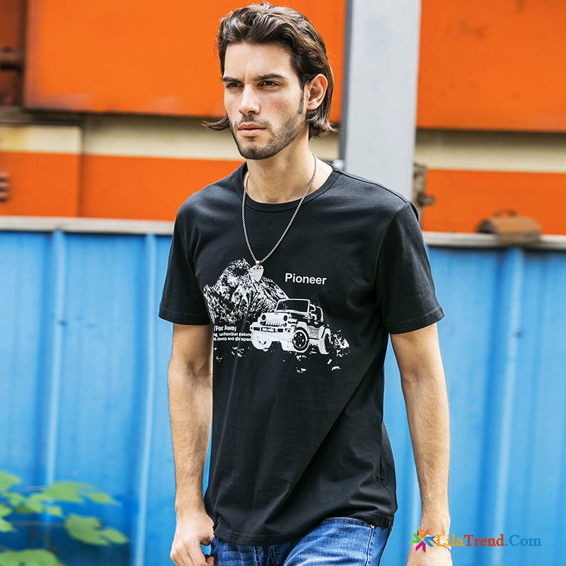 T Shirt Kurz Geschnitten Rundausschnitt Herren Lose Sommer Hülse Günstig