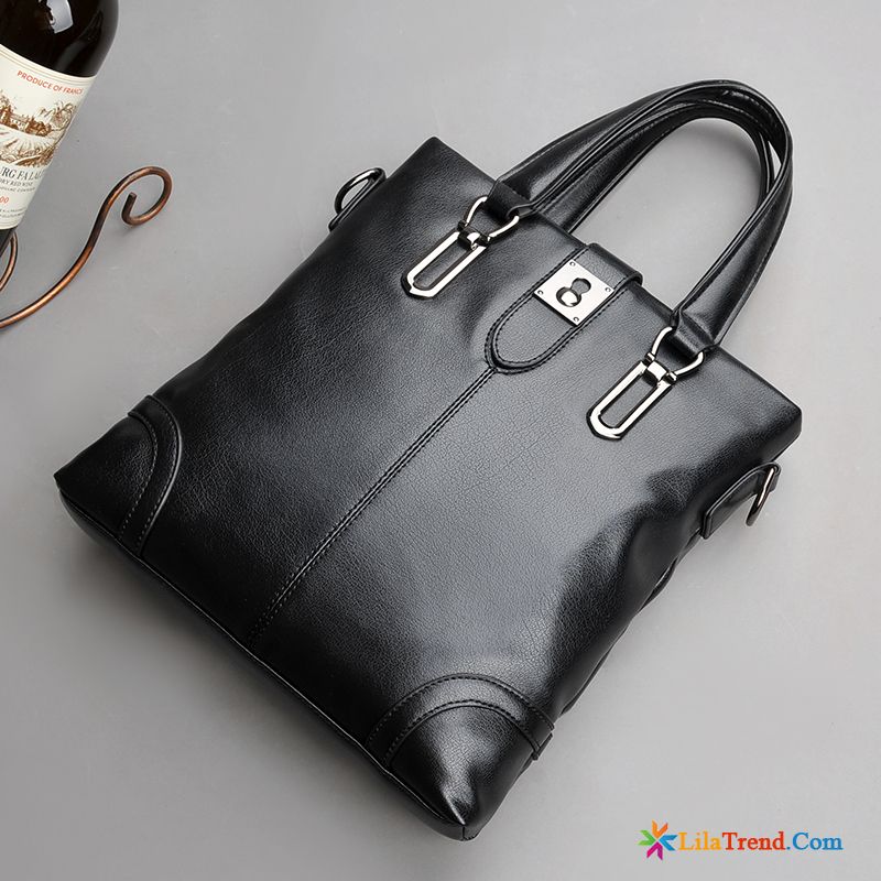 Tasche Herren Business Scharlachrot Schwarz Aktentasche Schultertaschen Handtaschen Vertikaler Schnitt