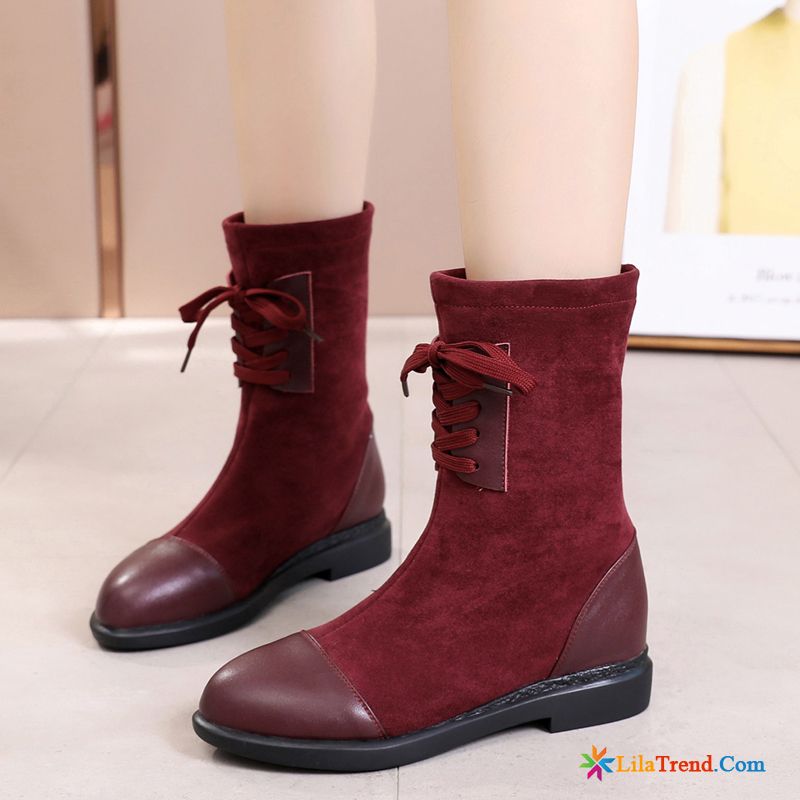 Warme Damen Rot Kurze Stiefel Große Größe Winter Damen Günstig