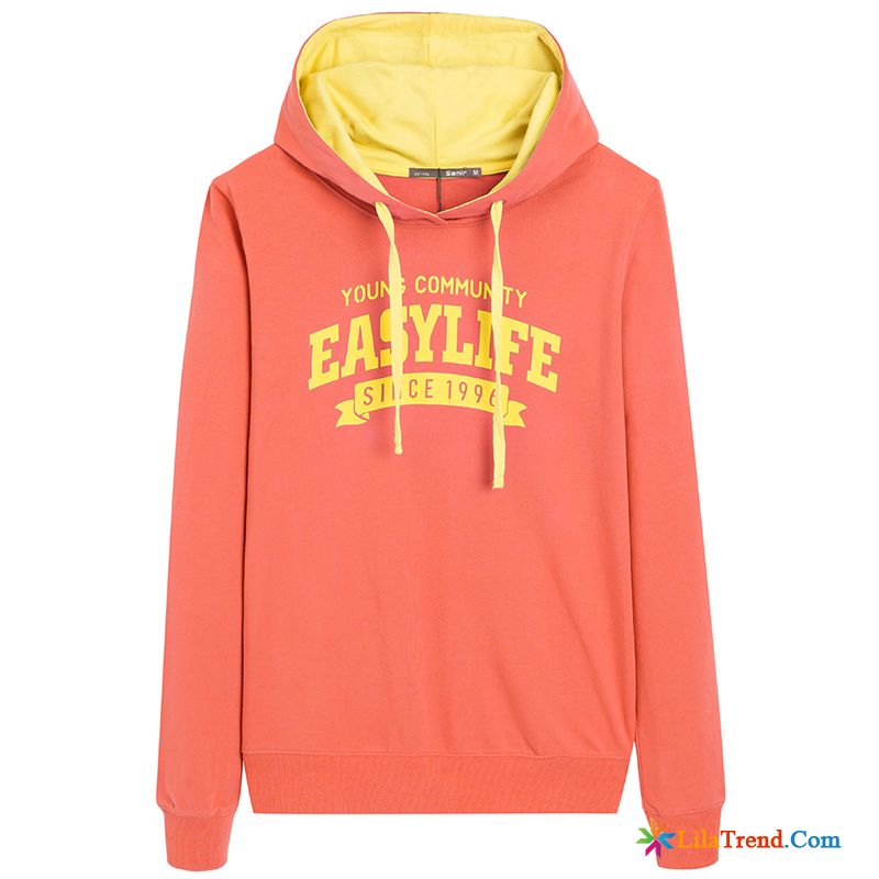 Weiße Kapuzenpullis Damen Orangerot Neu Feder Lange Ärmel Unteres Hemd Hoodies Kaufen