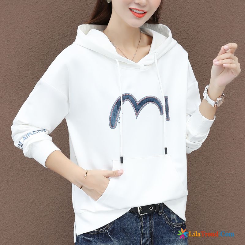 Weißer Damen Kapuzenpullis Silber Mantel Feder Hoodies Überzieher Mode Verkaufen