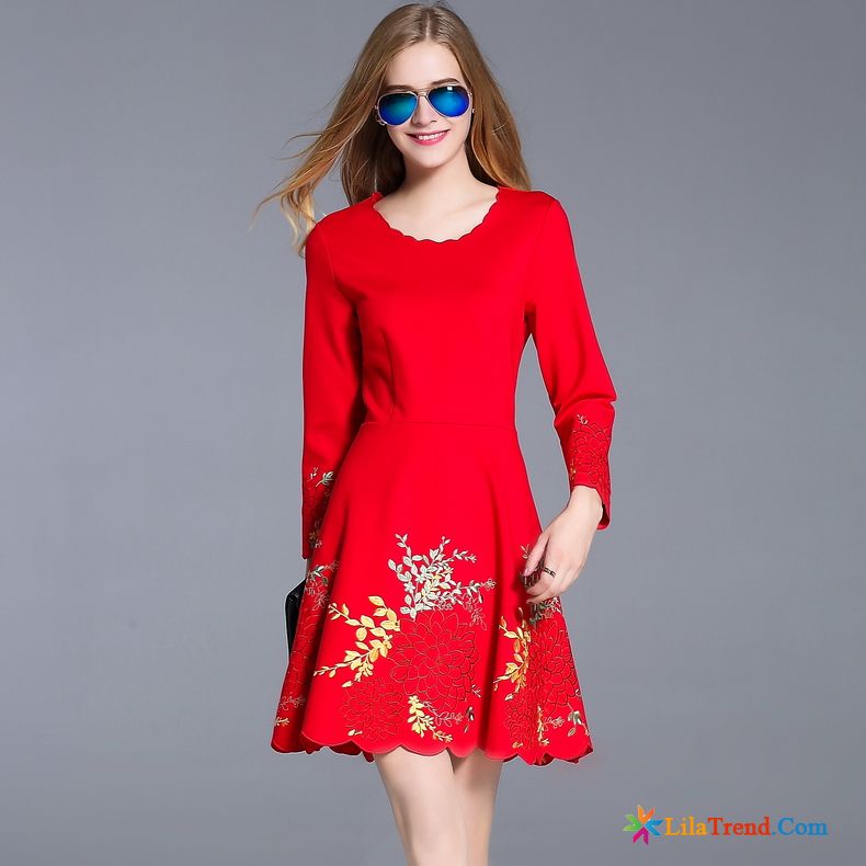 Weißes Langes Kleid Rosa Rote Mode Temperament Neu Kleider Kaufen