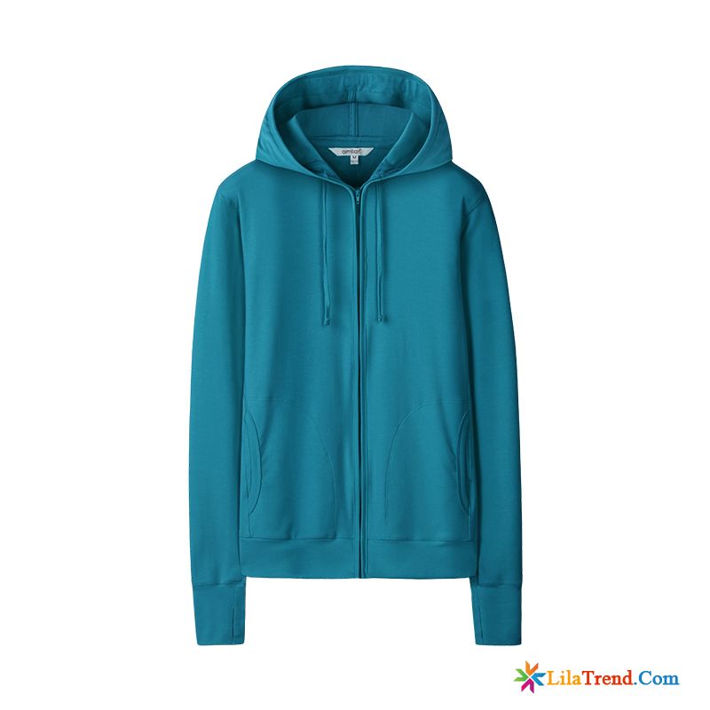 Wickelkapuzenpullis Damen Blau Mantel Strickjacke Sport Schüler Überzieher