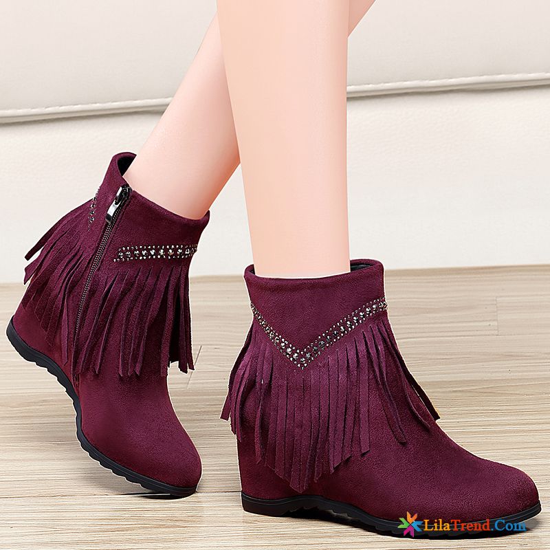 Wildleder Boots Damen Lavendel Trend Flache Quaste Winter Damen Verkaufen