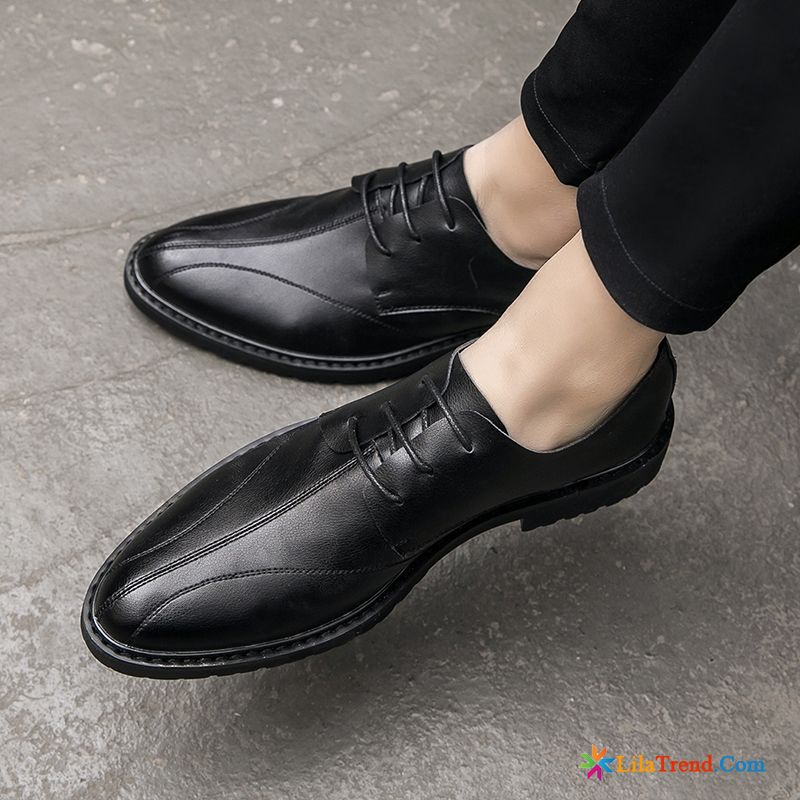 Winter Leder Schuhe Dunkelbraun Schwarz Trend Herbst Geschäft Slip-on Billig