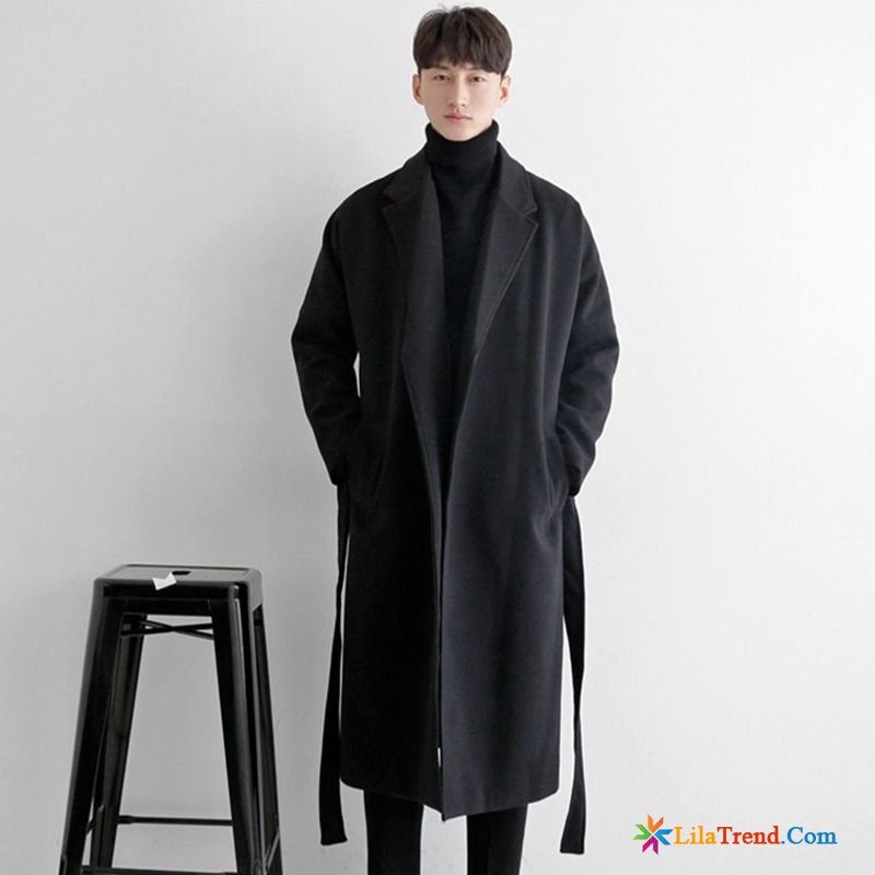 Winter Trenchcoat Herren Lange Überzieher Wolle Trend Herbst Verkaufen