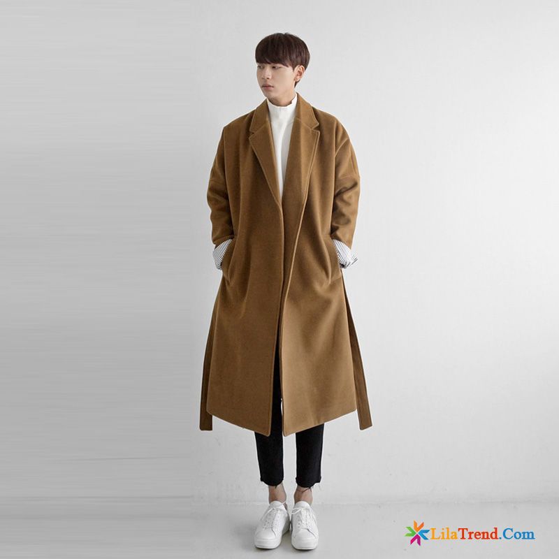 Winter Trenchcoat Herren Lange Überzieher Wolle Trend Herbst Verkaufen