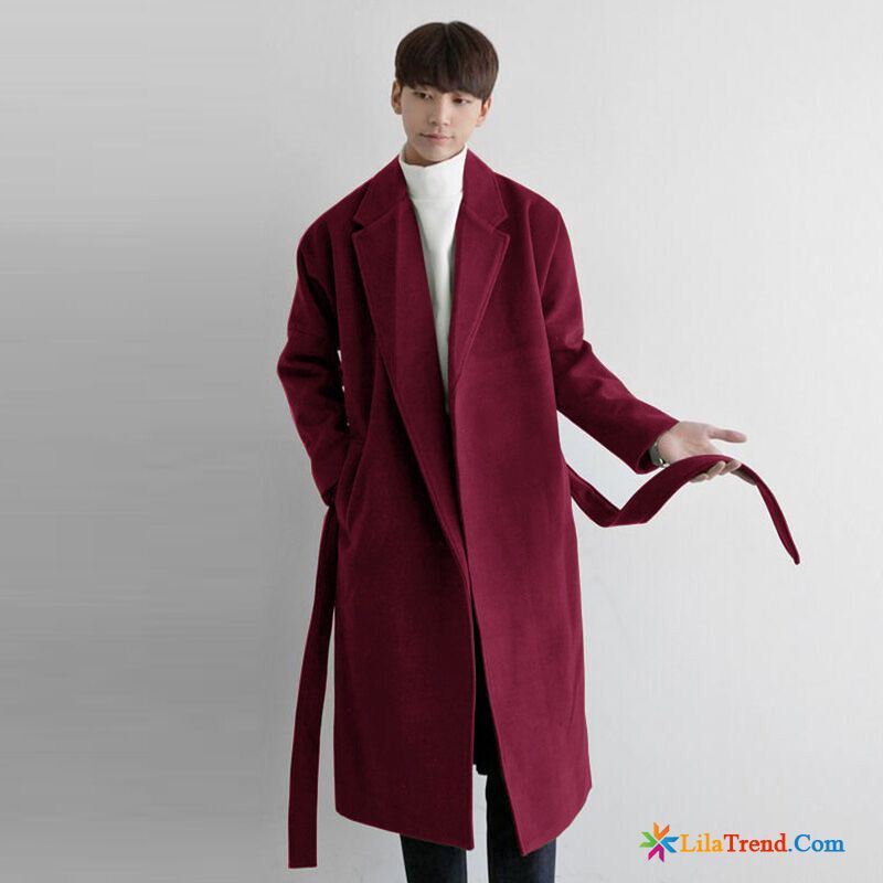 Winter Trenchcoat Herren Lange Überzieher Wolle Trend Herbst Verkaufen