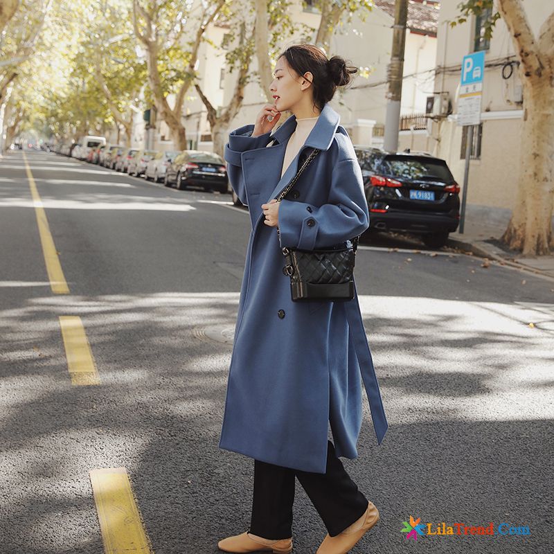 Winterjacke Lang Damen Einfach Blau Allgleiches Trend Rein