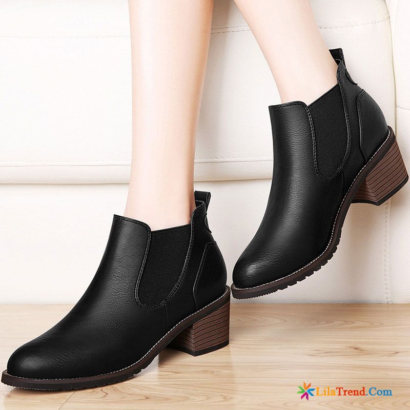 Winterschuhe Damen Stiefeletten Stiefel Trend Dick British Mode Billig