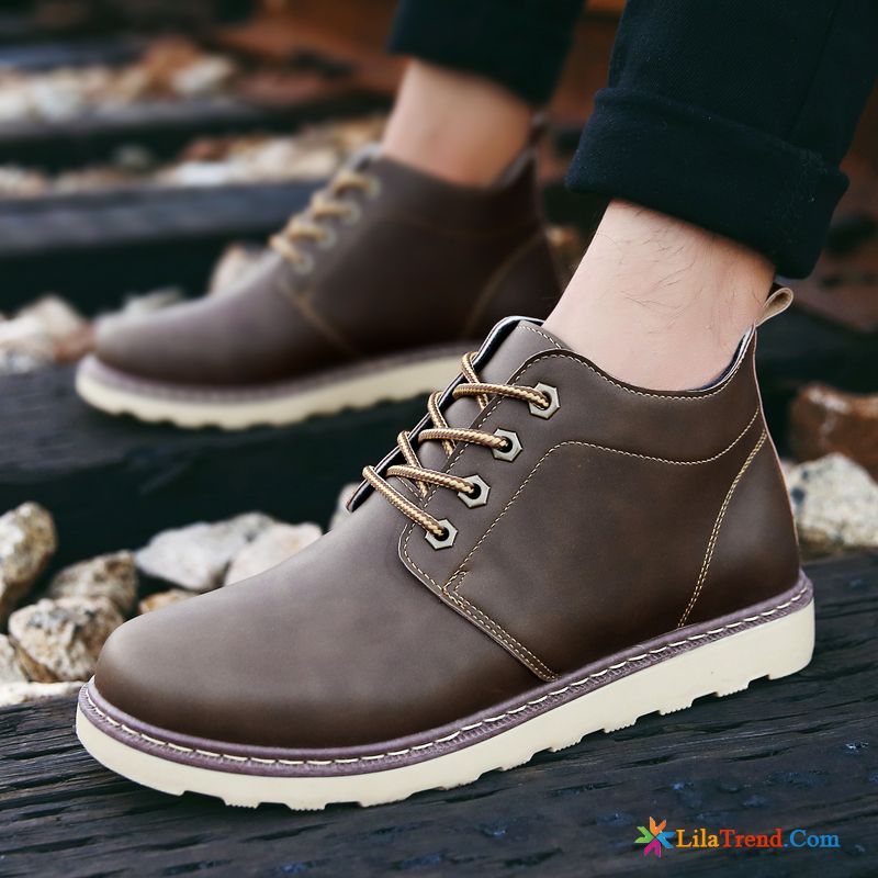 Winterschuhe Herren Braun Grün Stiefel Lederschuhe Cargo Feder Trend Billig