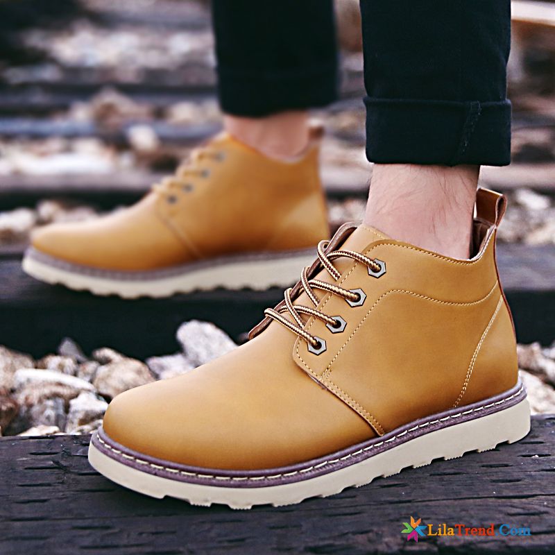 Winterschuhe Herren Braun Grün Stiefel Lederschuhe Cargo Feder Trend Billig