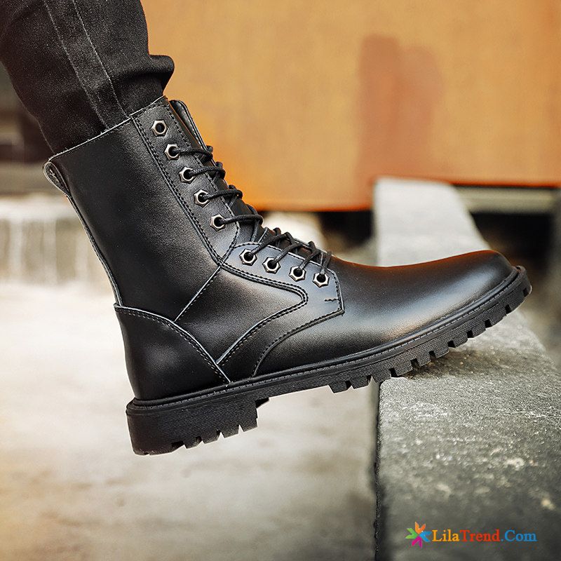 Winterstiefel Herren Gefüttert Leder Weinrot Stiefel Echtleder Herbst Winter Schuhe