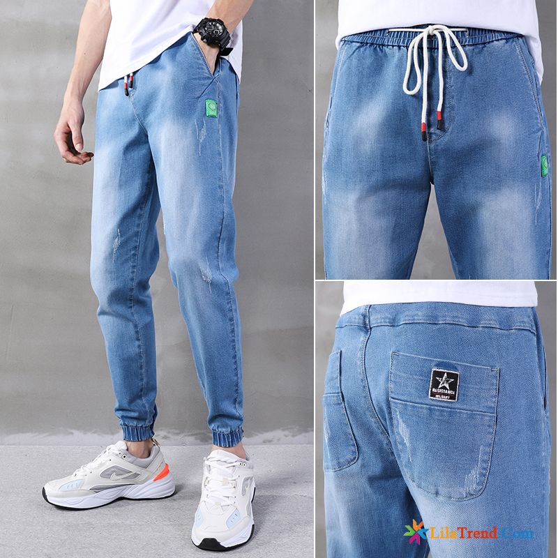 Zerrissene Jeans Herren Slim Fit Freizeit Trendmarke Sommer Lose Neunte Hose