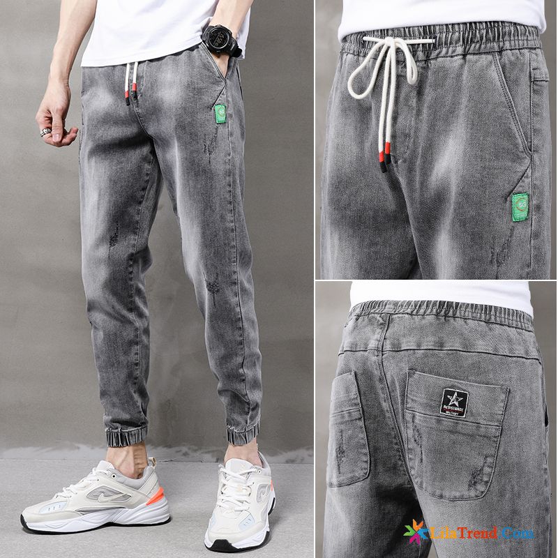 Zerrissene Jeans Herren Slim Fit Freizeit Trendmarke Sommer Lose Neunte Hose