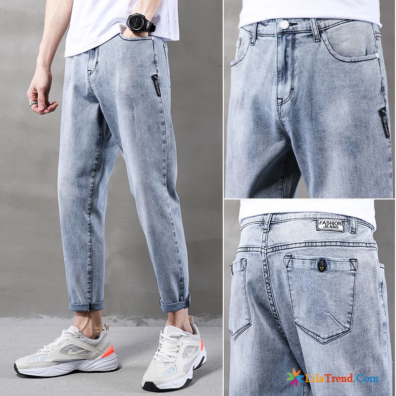 Zerrissene Jeans Herren Slim Fit Freizeit Trendmarke Sommer Lose Neunte Hose