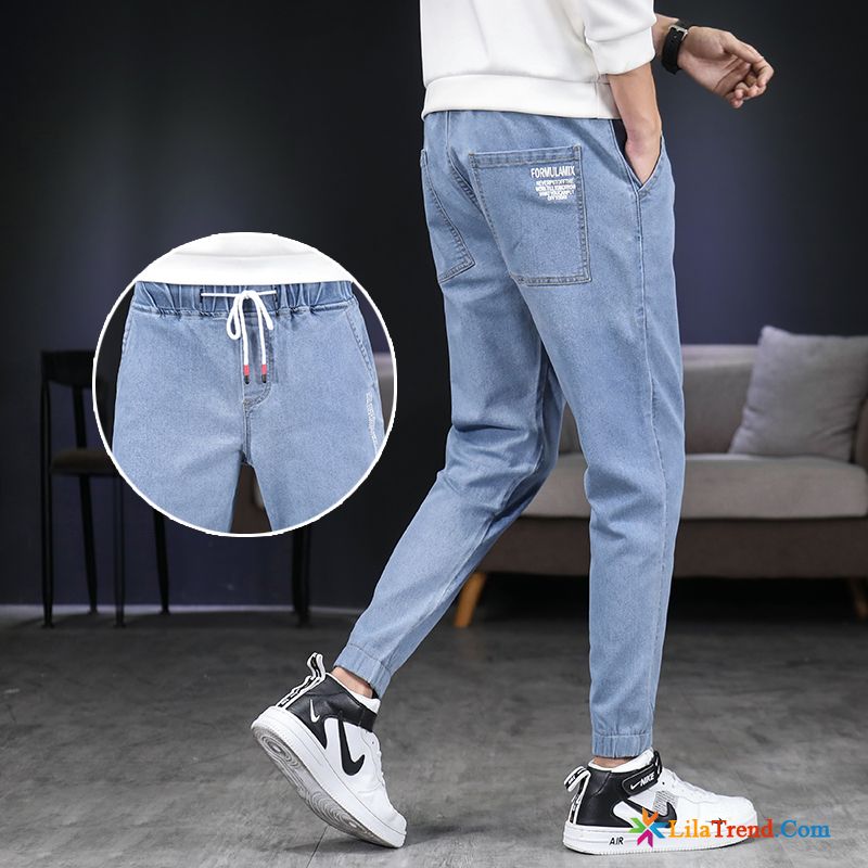 Zerrissene Jeans Herren Slim Fit Freizeit Trendmarke Sommer Lose Neunte Hose