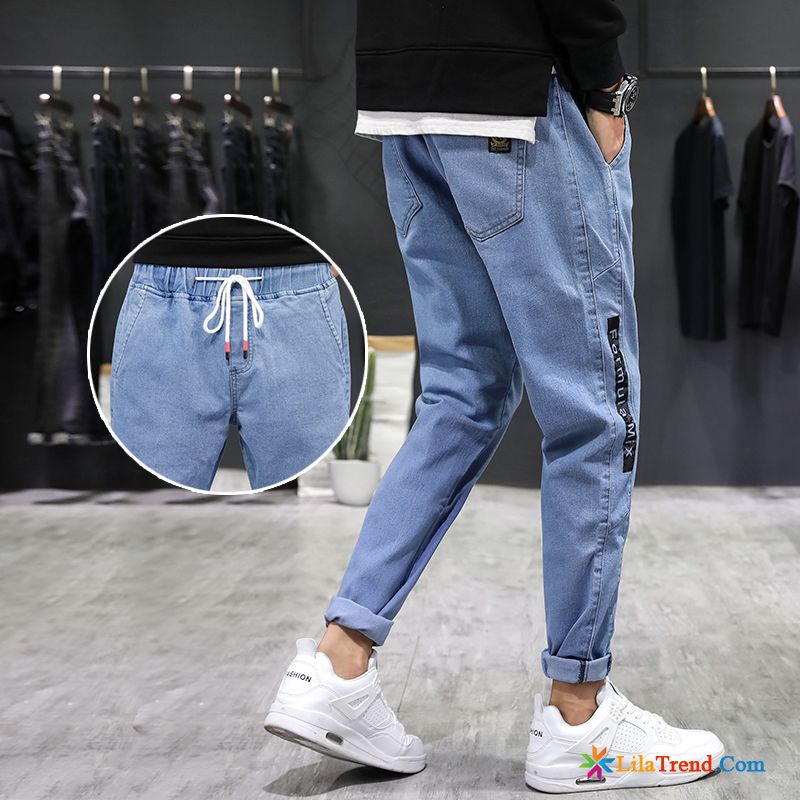 Zerrissene Jeans Herren Slim Fit Freizeit Trendmarke Sommer Lose Neunte Hose