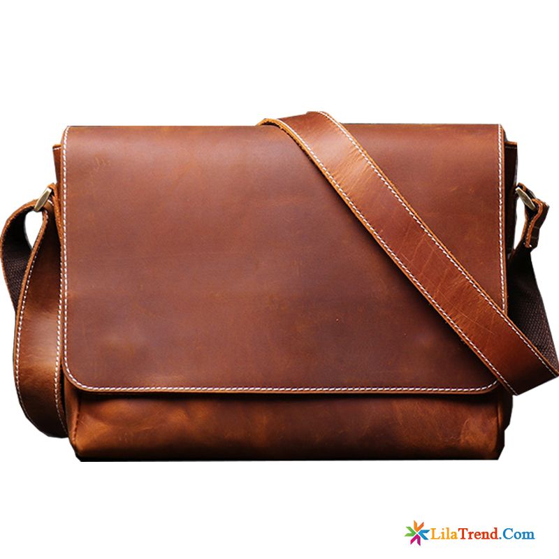 Aktentasche Schwarz Leder Herren Kreuzung Rucksäck Messenger-tasche Schultertaschen Retro Billig