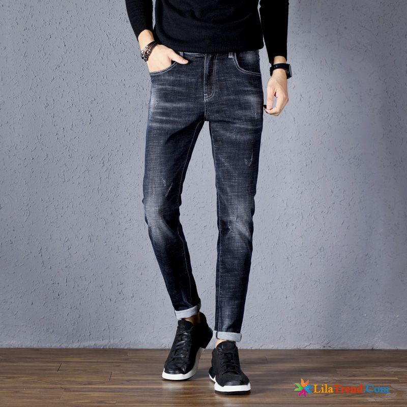 Billige Jeanshosen Für Männer Schlank Gerade Jugend Trend Schwarz Kaufen