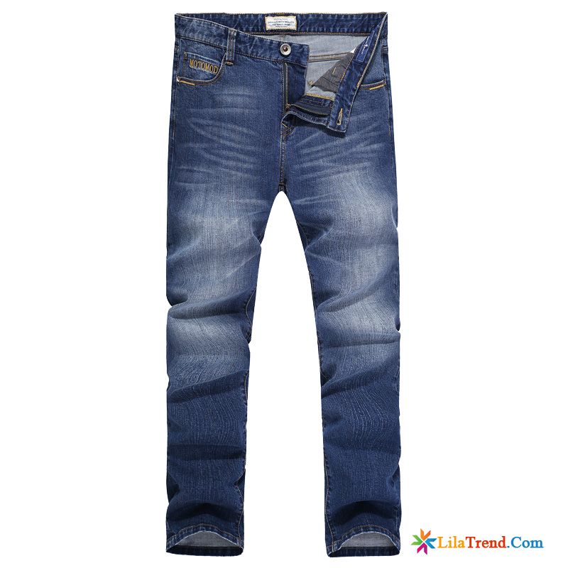 Blaue Skinny Jeans Herren Feder Rein Baumwolle Hose Schlank Billig