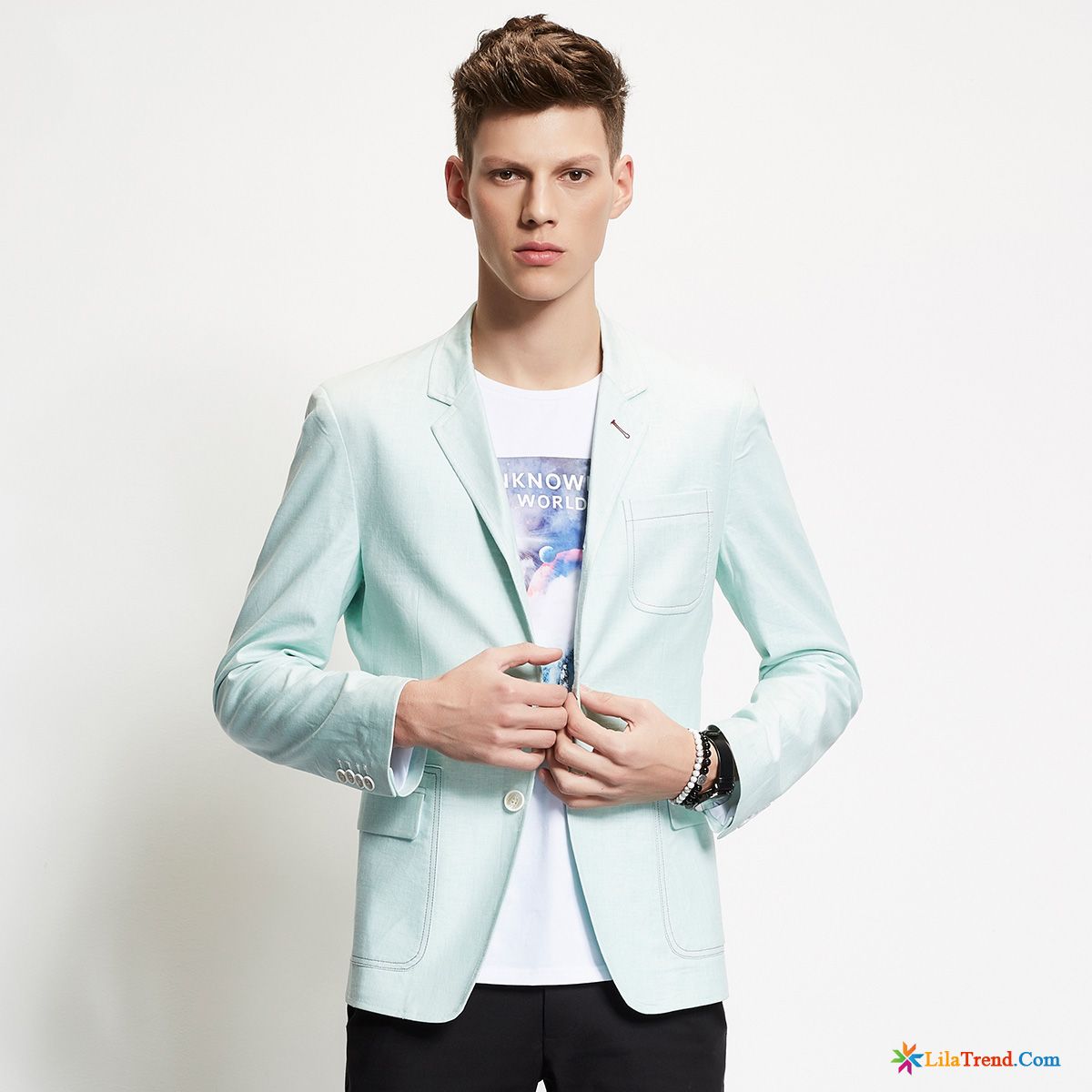 Blazer Herren Blau Slim Fit Überzieher Herren Kostüm Anzüg Herbst