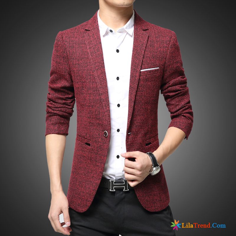 Blazer Herren Braun Schlank Freizeit Mode Herren Rote Verkaufen