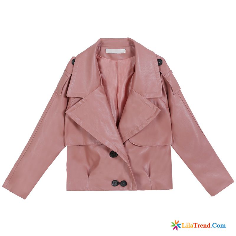 Blazer Lederjacke Damen Schwarz Lose Lederjacke Damen Rosa Dünn Günstig