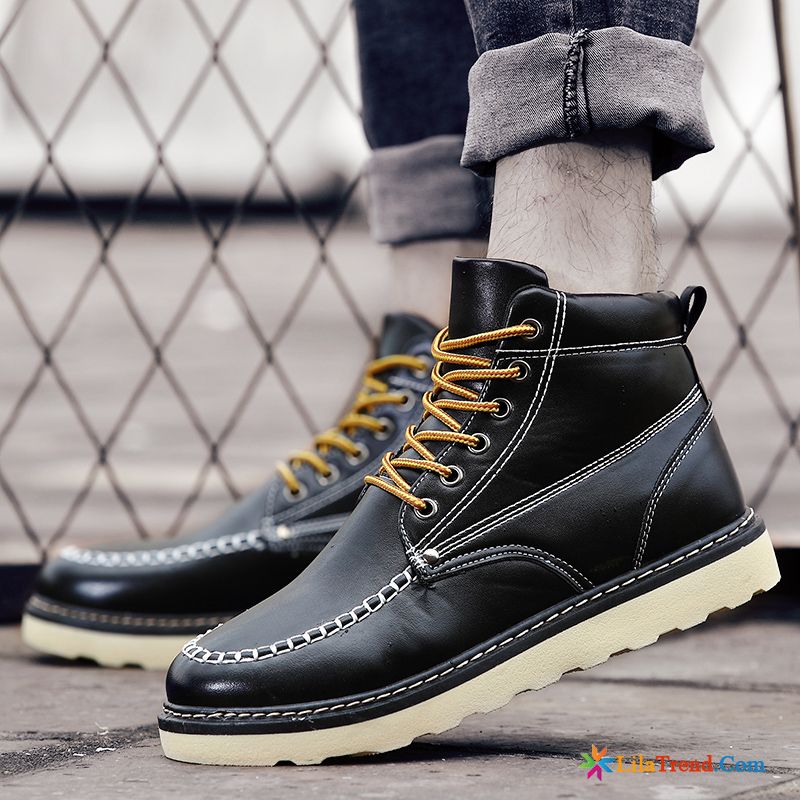 Boots Herren Winter Dunkelrot Hohe Stiefel Dicke Sohle Herbst Allgleiches