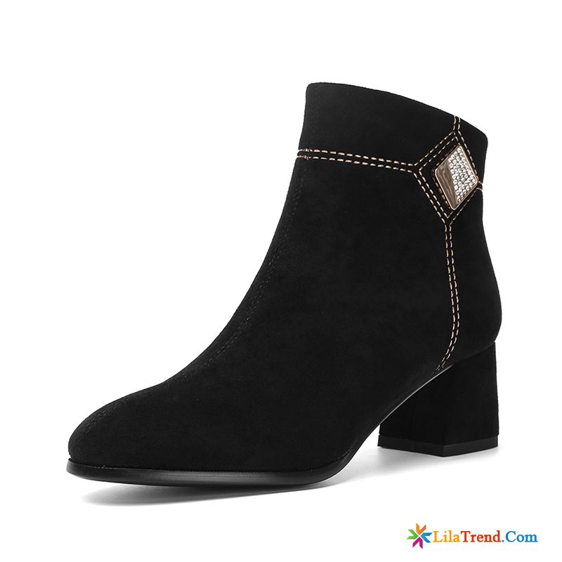 Braune Damen Stiefeletten Kurze Stiefel Dick Herbst Neue Damen