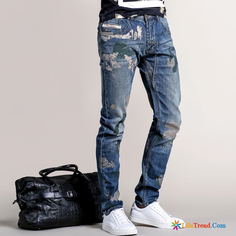 Business Jeans Herren Tarnung Schmales Bein Schlank Herren Trend