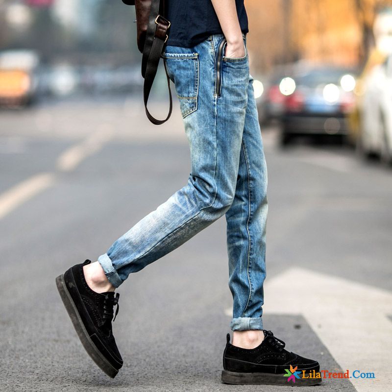 Cargo Jeans Herren Weinrot Jeans Herbst Schmales Bein Trend Herren