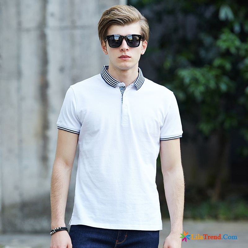 Coole Herren Shirts T-shirts Herren Polo Revers Streifen Verkaufen