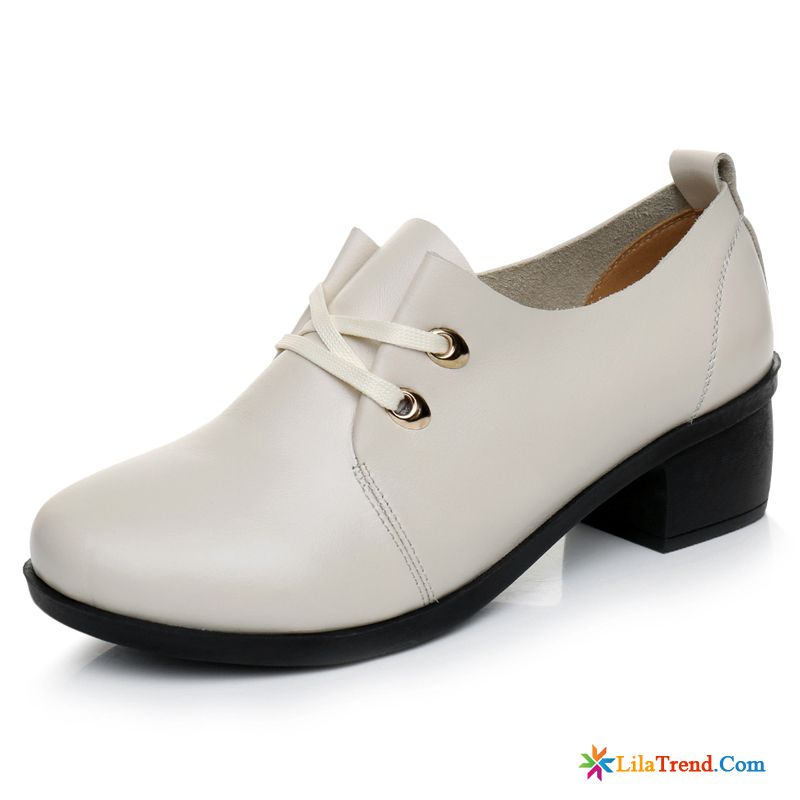 Coole Schuhe Damen Mittlere Ferse Schnürschuhe Feder Weiß Casual Verkaufen