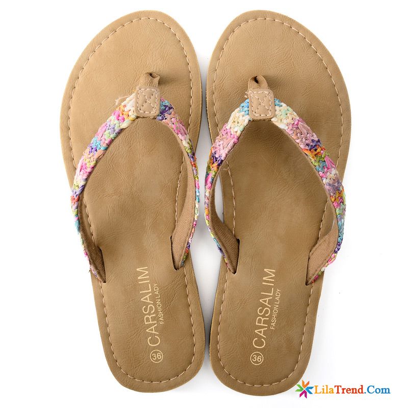 Damen Hausschuhe Klettverschluss Prinzessin Trend Flip Flops Mode Gold