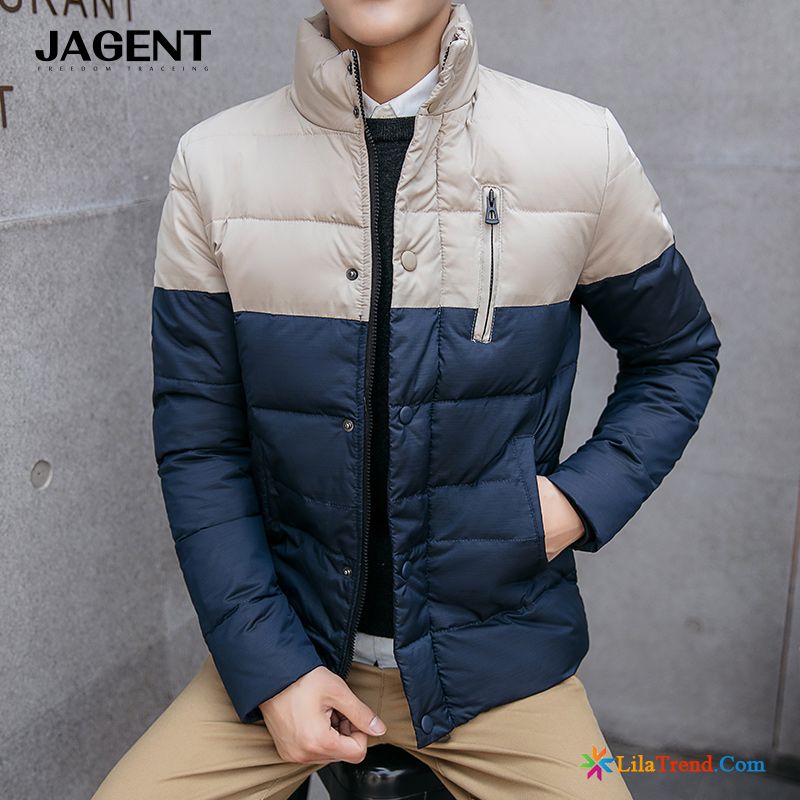 Daunenjacke Mode Herren Sandbeige Stehkragen Neu Trend Überzieher Herren Kaufen