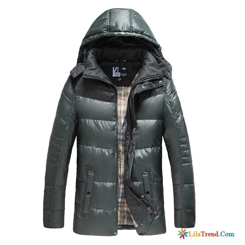 Daunenjacke Schwarz Glänzend Braun Winter Abnehmbar Winterkleidung Schlank Daunenjacke