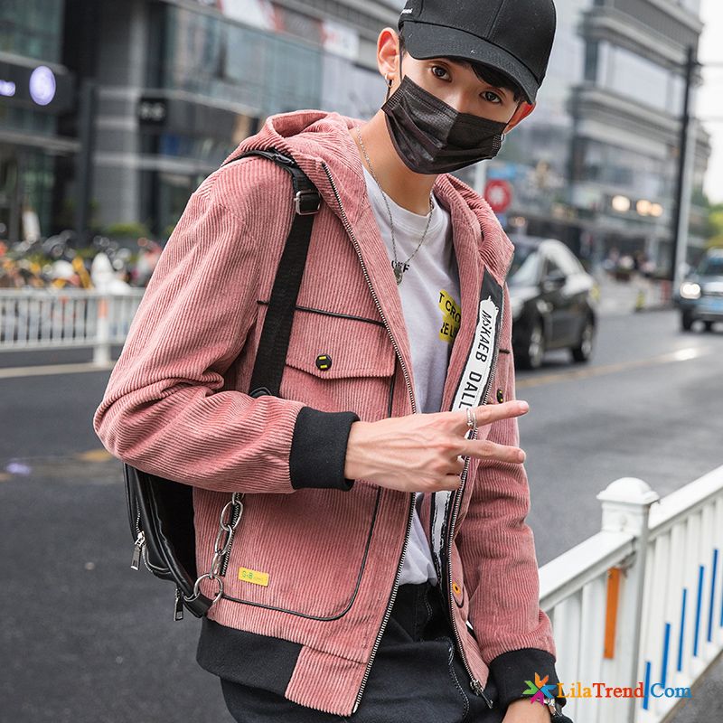 Dünne Steppjacke Herren Jacke Überzieher Rosa Neu Mit Kapuze Billig