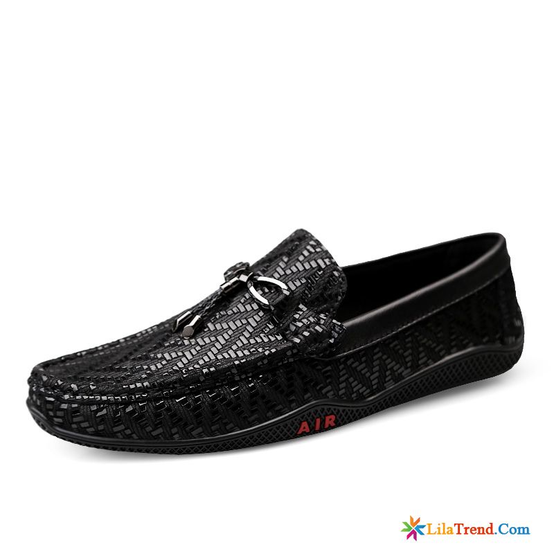 Elegant Schnürschuhe Herren Flieder Slip-on Schwarz Sommer Atmungsaktiv Mokassins Kaufen