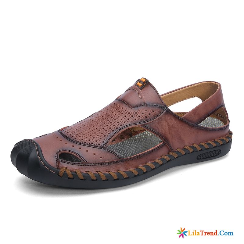 Globetrotter Schuhe Herren Rosarot Sandalen Braun Echtleder Weiche Sohle Hohl Billig