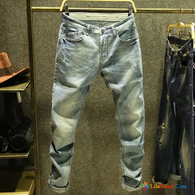 Graue Herren Jeans Dunkelfarbig Hosen Herren Elastisch Feder Lange Günstig